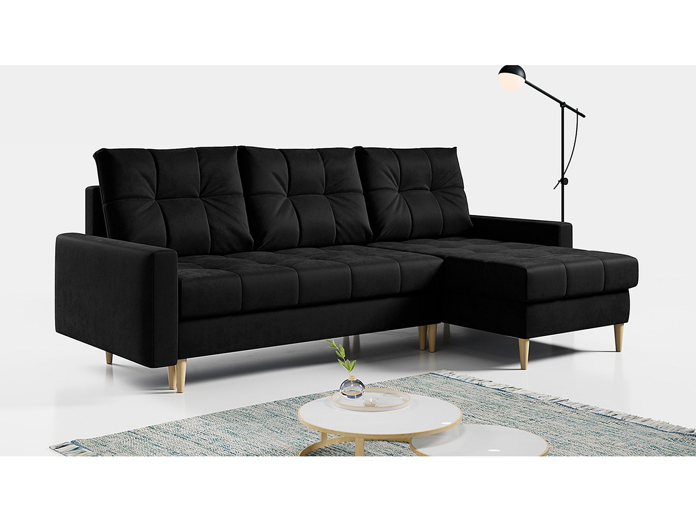 Ecksofa Mit Schlaffunktion Schwarz