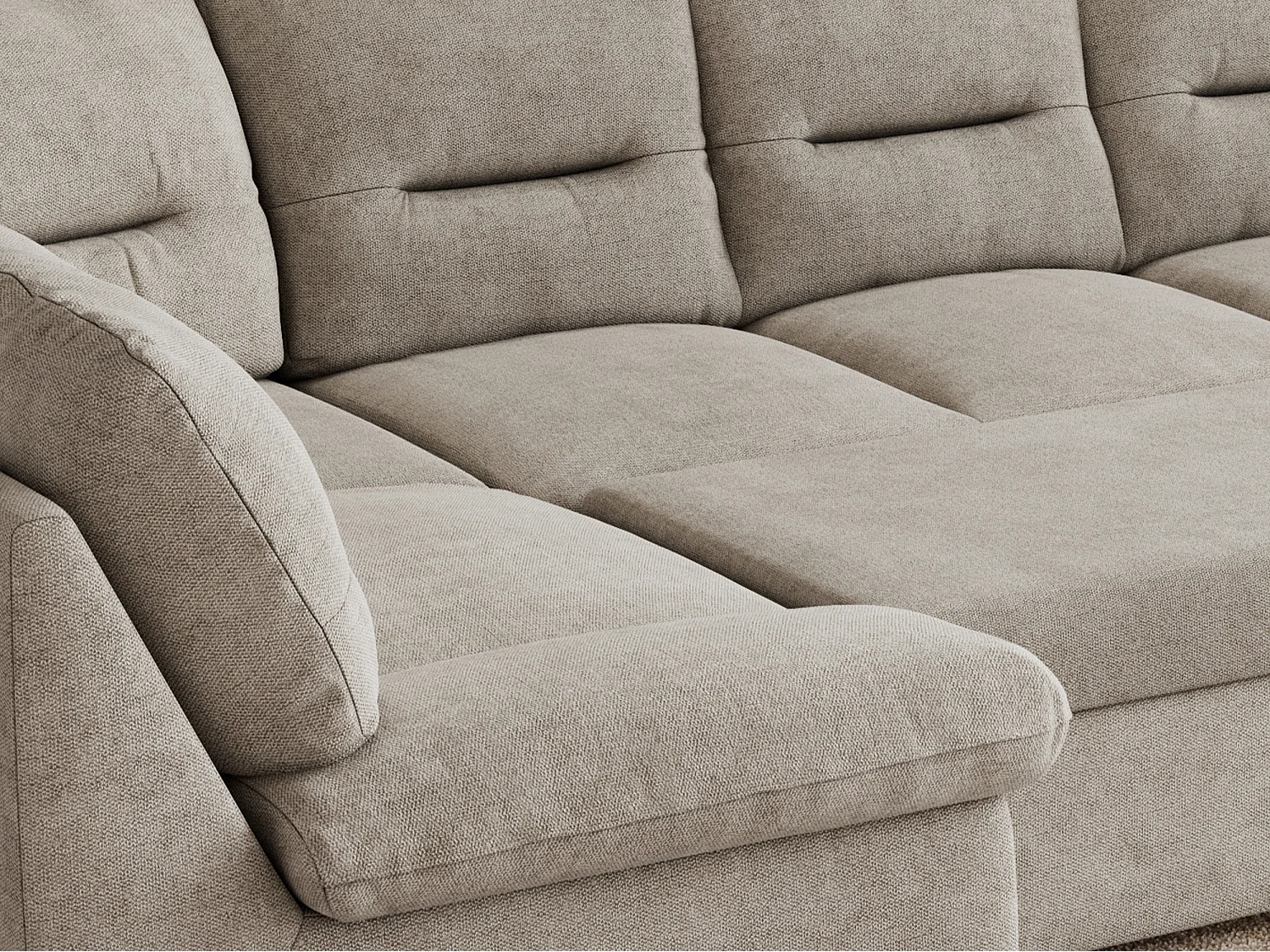 Ecksofa MORBIDO U, XXL Wohnlandschaft mit schlaffunktion - Beige Stukture