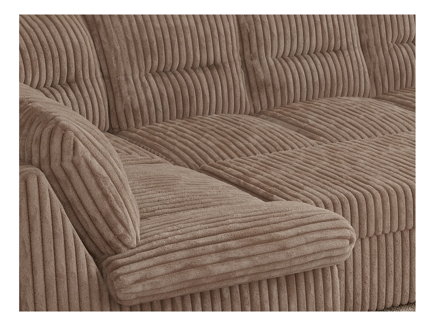 Ecksofa COMODO U, Große Wohnlandschaft, mit Schlaffunktion - Braun Cord