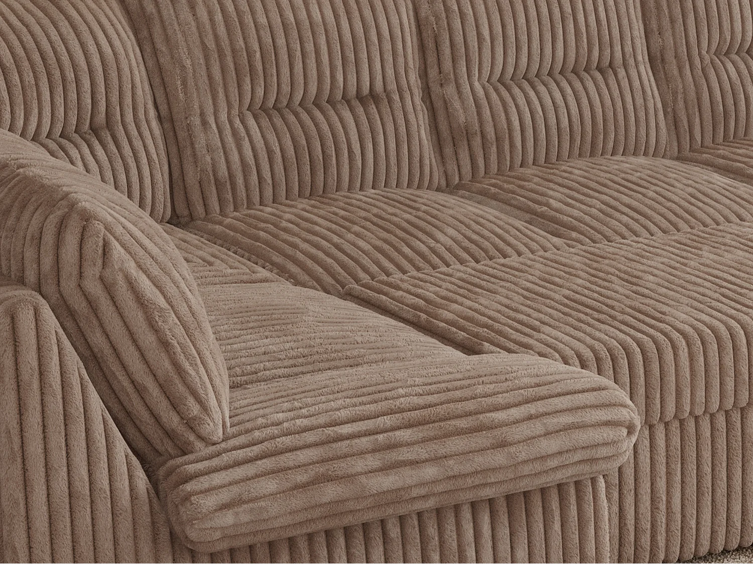 Ecksofa COMODO U, Große Wohnlandschaft, mit Schlaffunktion - Braun Cord