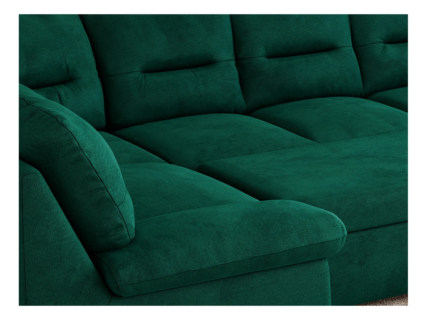 Ecksofa MORBIDO U, XXL Wohnlandschaft mit schlaffunktion - Dunkelgrün Velvet