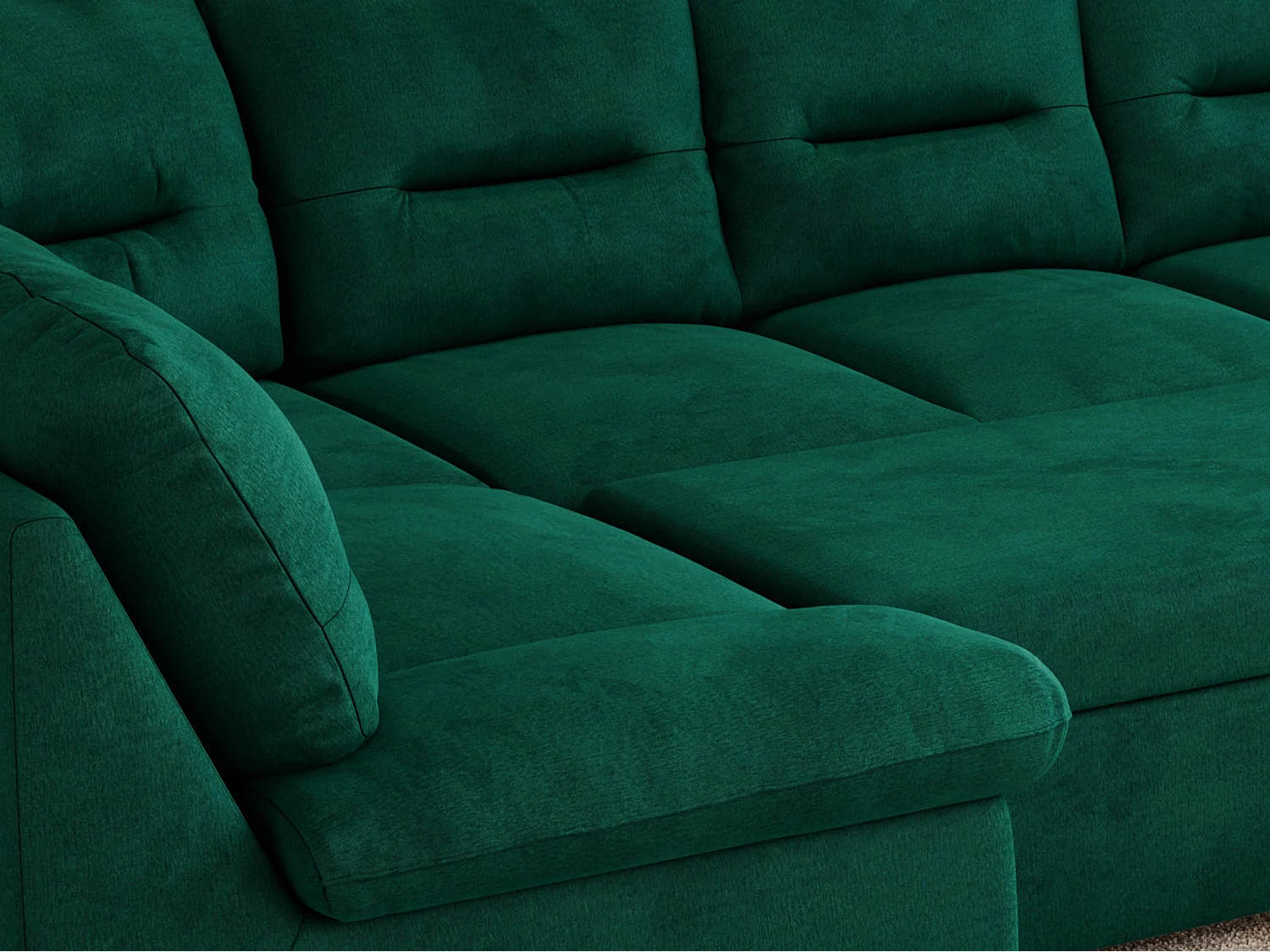 Ecksofa MORBIDO U, XXL Wohnlandschaft mit schlaffunktion - Dunkelgrün Velvet