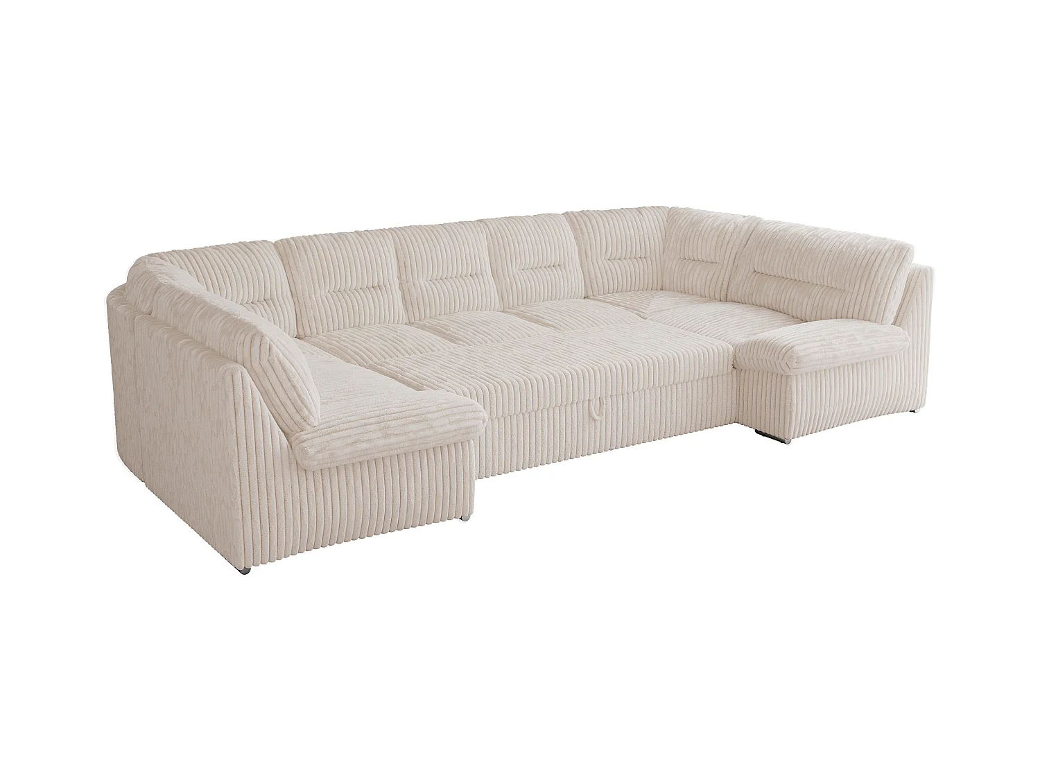 Ecksofa MORBIDO U, XXL Wohnlandschaft mit schlaffunktion - Beige Cord