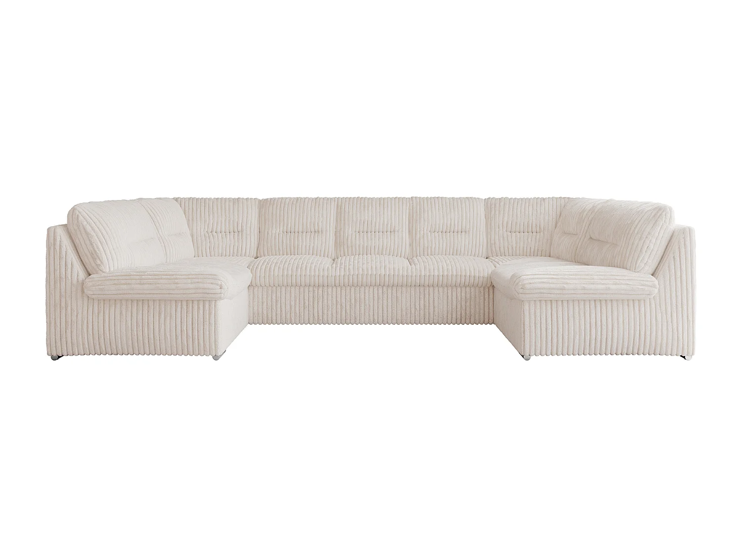 Ecksofa MORBIDO U, XXL Wohnlandschaft mit schlaffunktion - Beige Cord