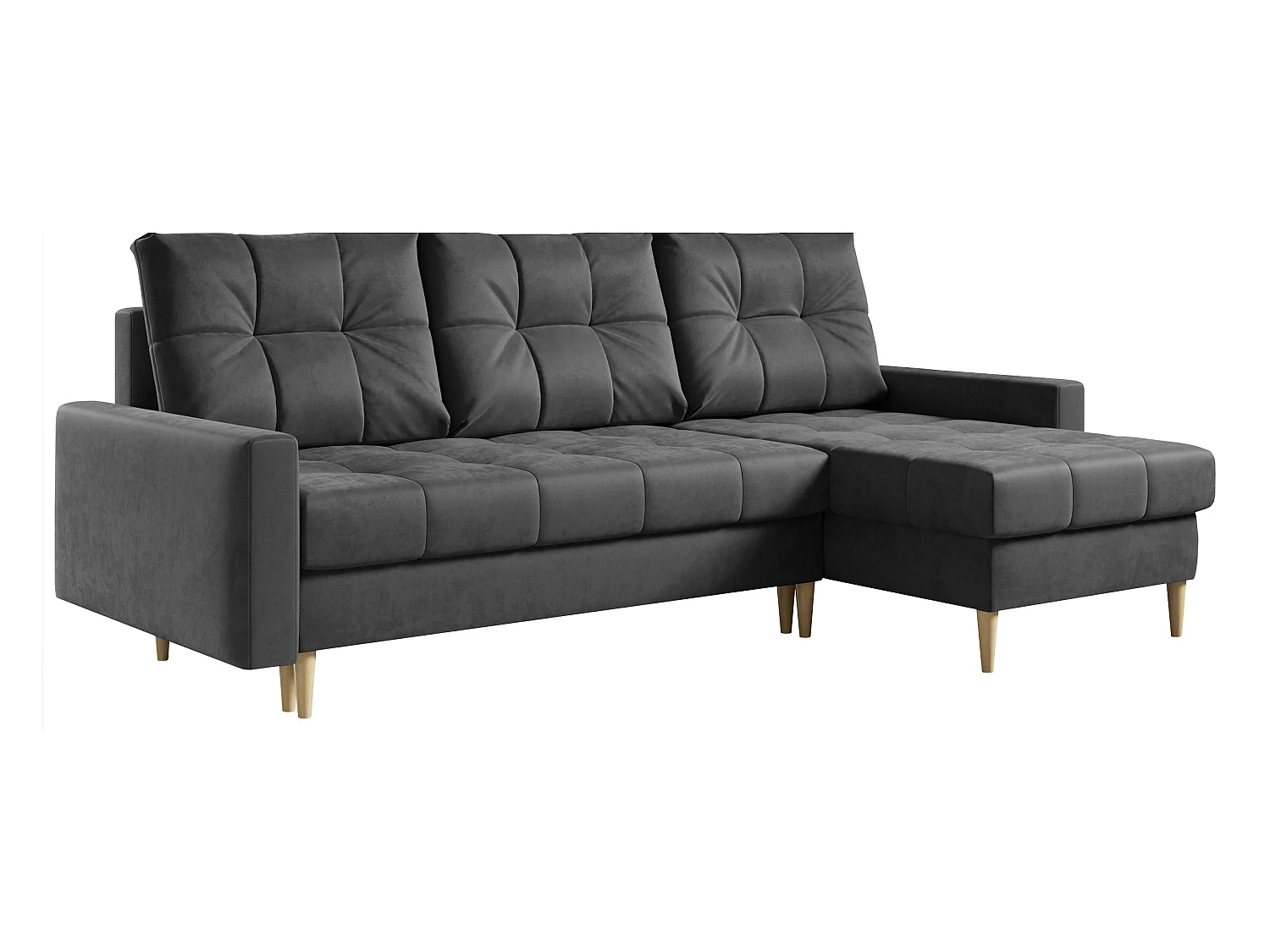 Ecksofa ASTRA - skandinavisch L-förmige Ecke, schlaffunktion - Grau Velvet