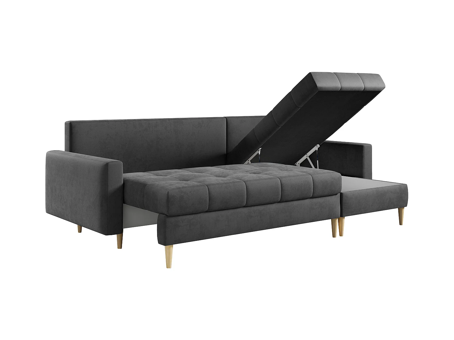 Ecksofa ASTRA - skandinavisch L-förmige Ecke, schlaffunktion - Grau Velvet