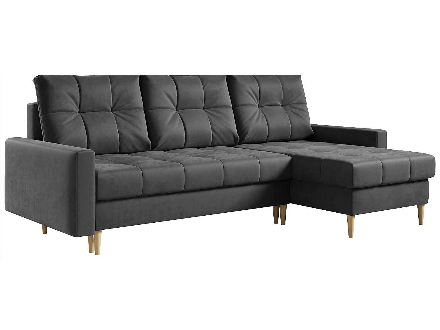 Ecksofa ASTRA - skandinavisch L-förmige Ecke, schlaffunktion - Grau Velvet