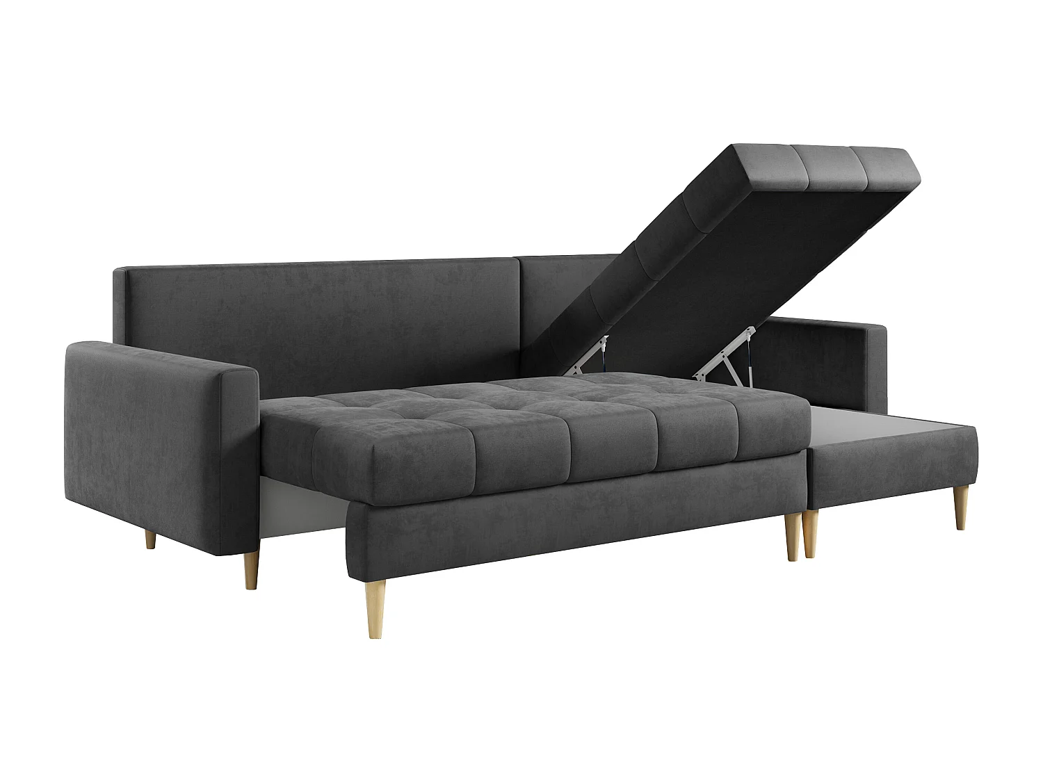 Ecksofa ASTRA - skandinavisch L-förmige Ecke, schlaffunktion - Grau Velvet