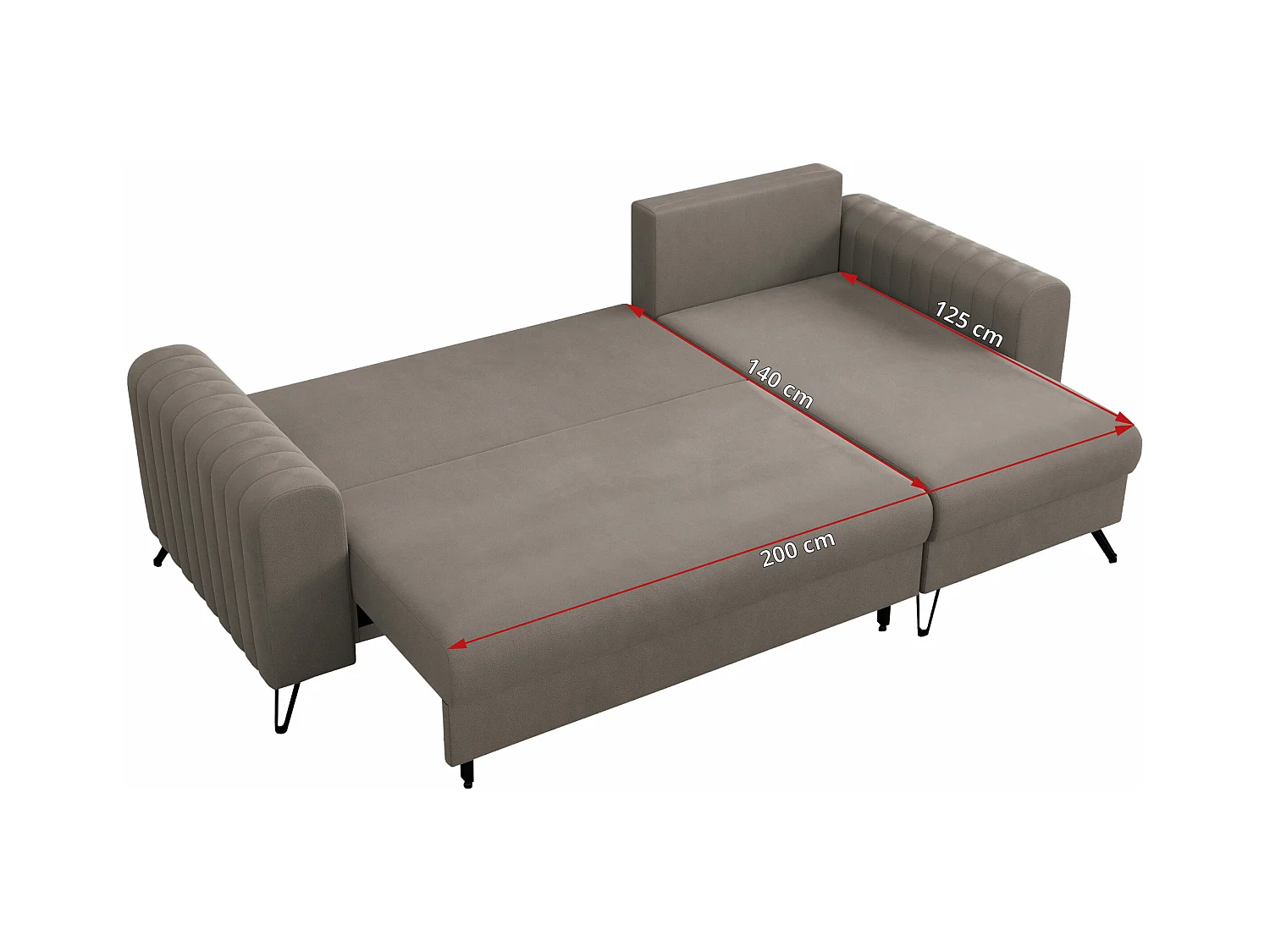 Ecksofa AXEL - universal mit schlaffunktion, Bettkasten - Braun Velvet