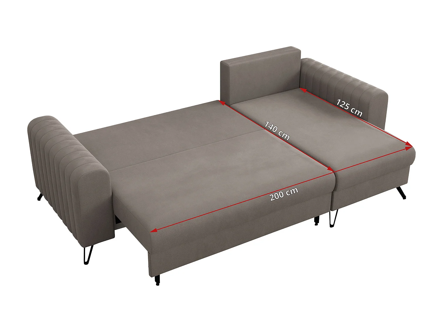 Ecksofa AXEL - universal mit schlaffunktion, Bettkasten - Braun Velvet