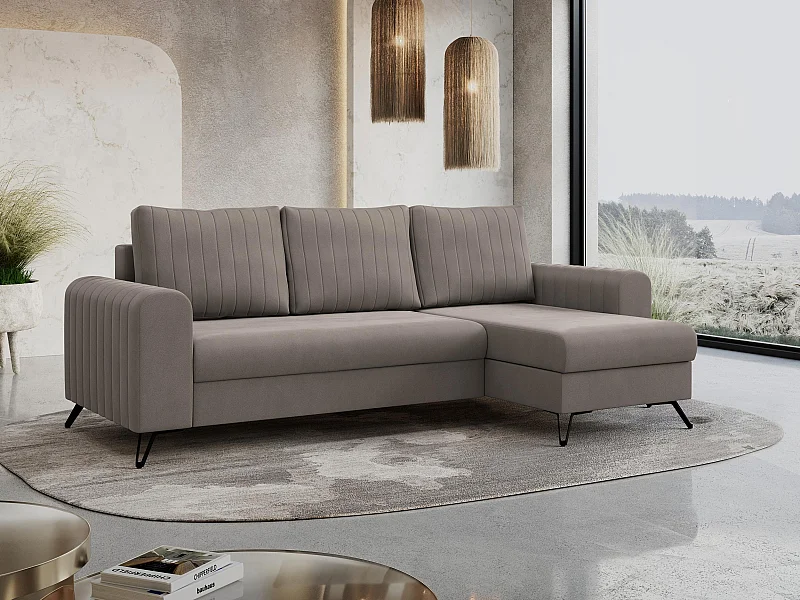 Ecksofa AXEL - universal mit schlaffunktion, Bettkasten - Braun Velvet