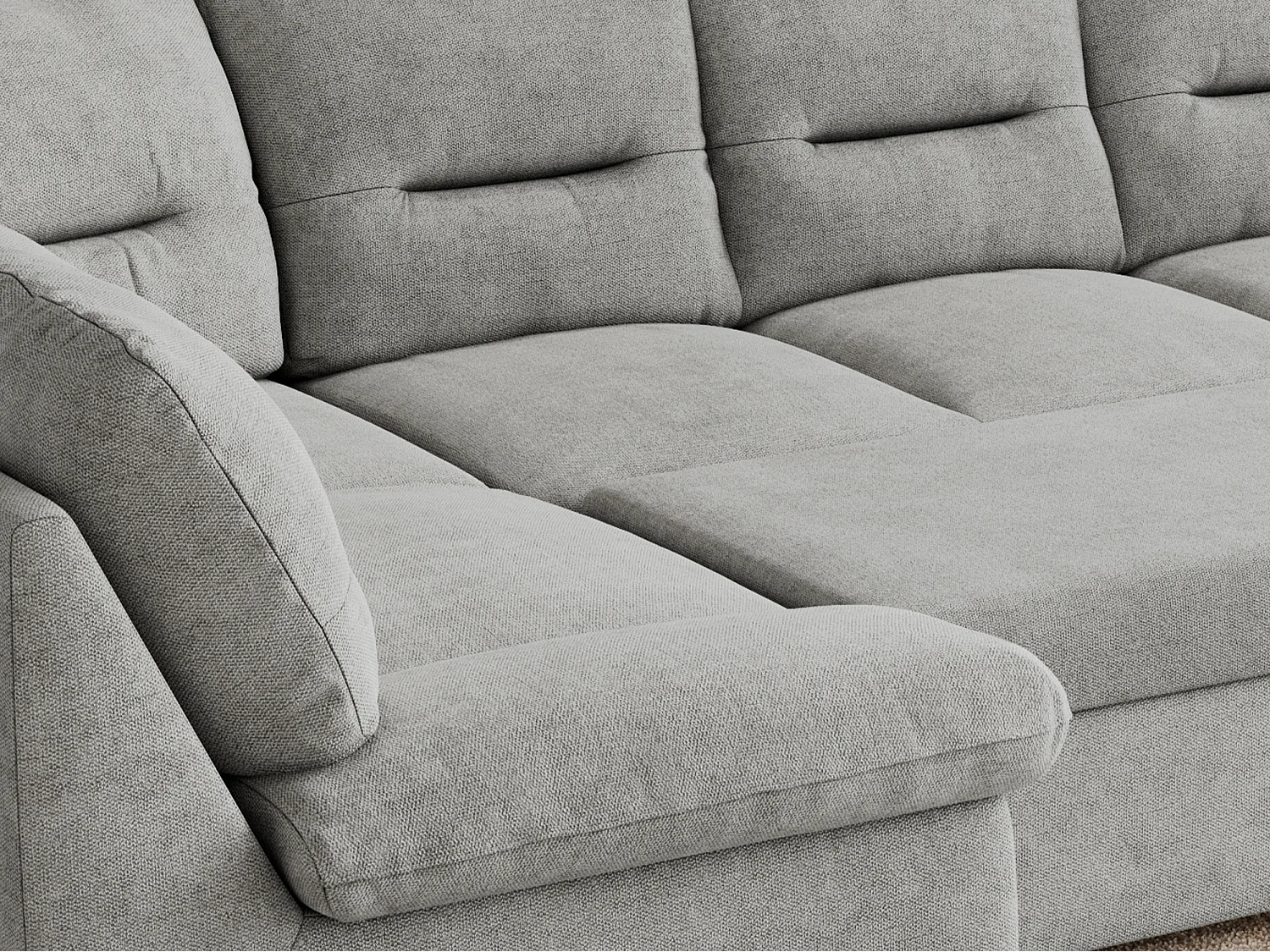 Ecksofa MORBIDO U, XXL Wohnlandschaft mit schlaffunktion - Hellgrau Stukture