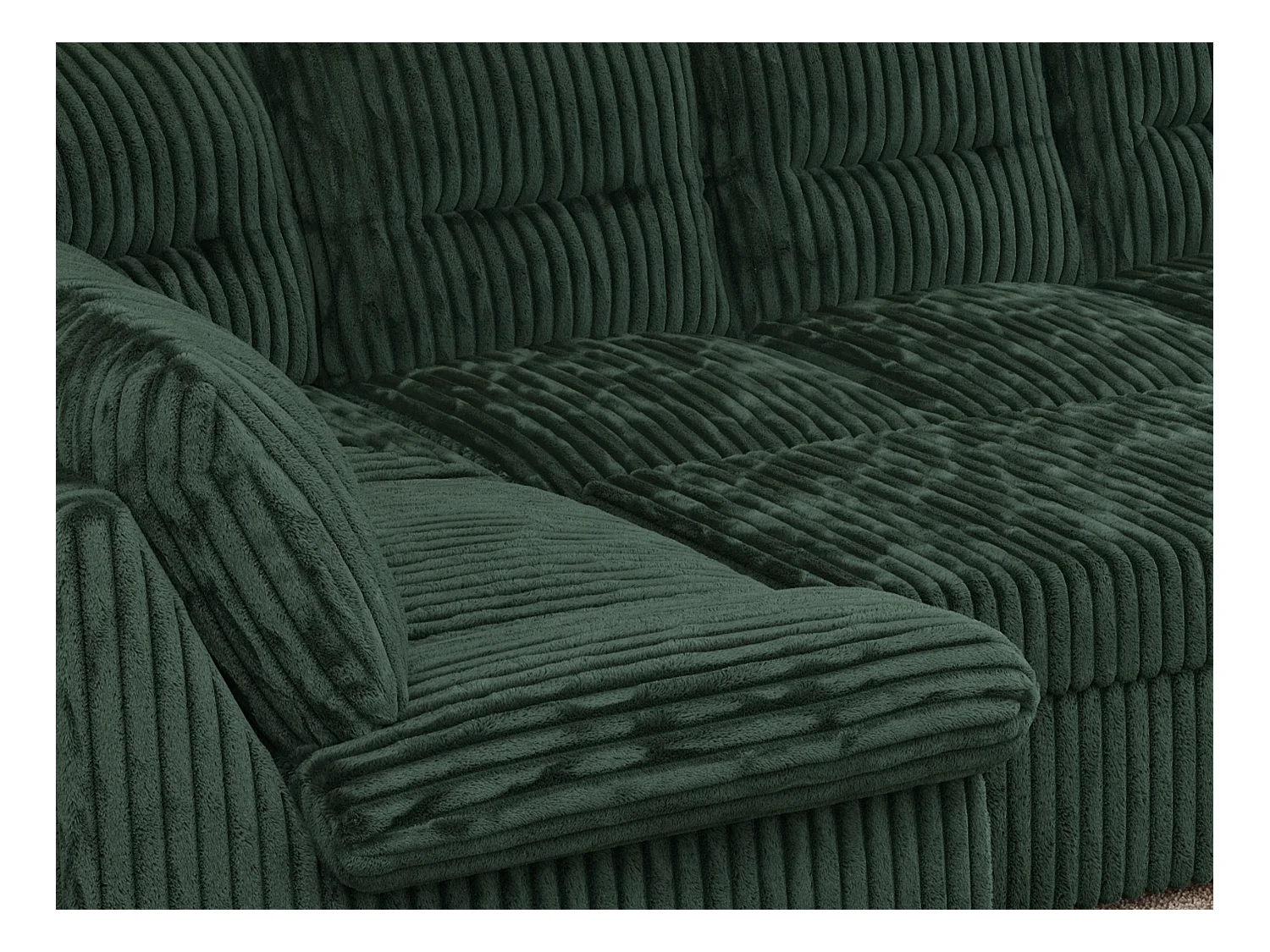 Ecksofa COMODO U, Große Wohnlandschaft, mit Schlaffunktion - Grün Cord