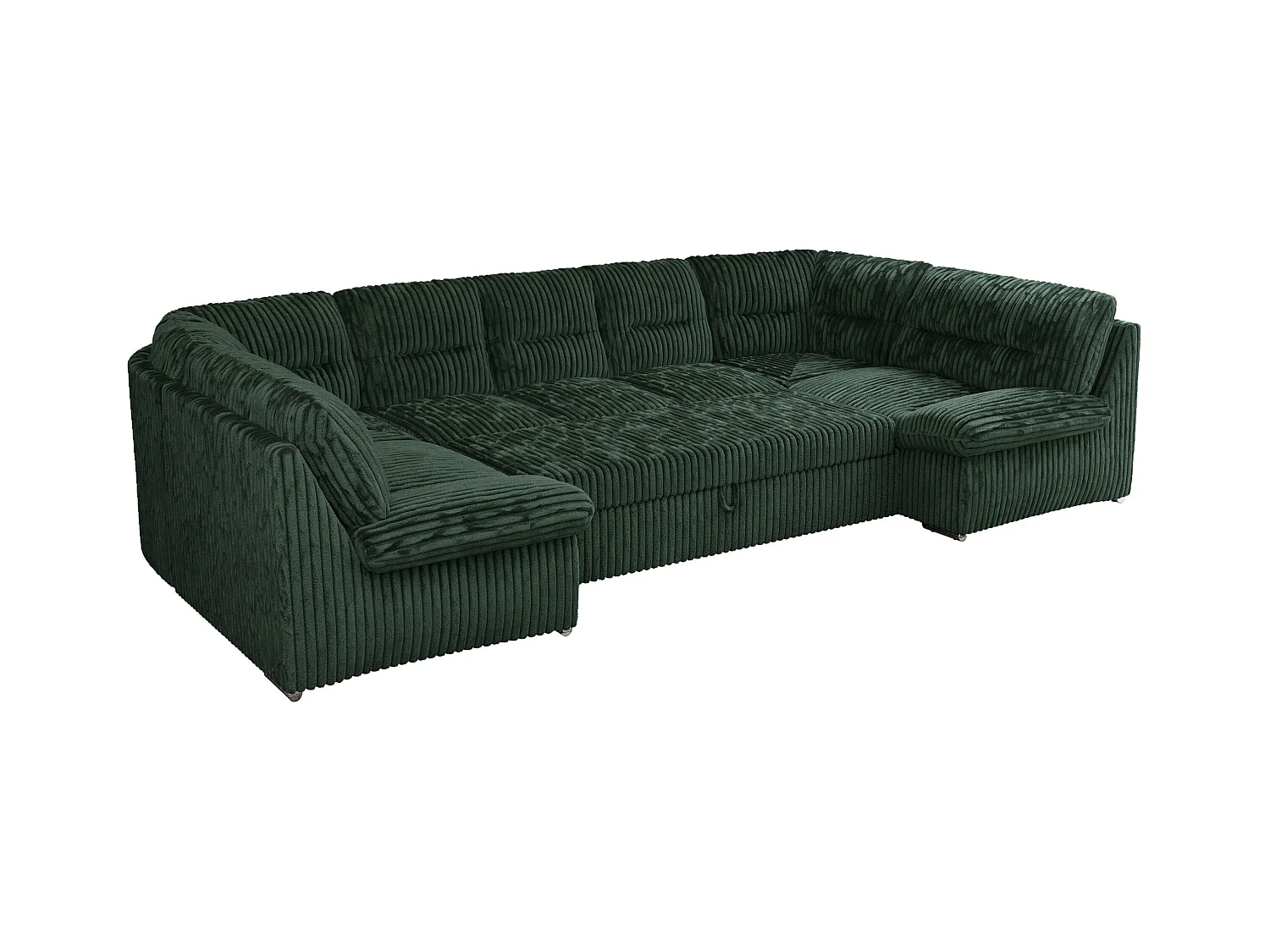 Ecksofa COMODO U, Große Wohnlandschaft, mit Schlaffunktion - Grün Cord