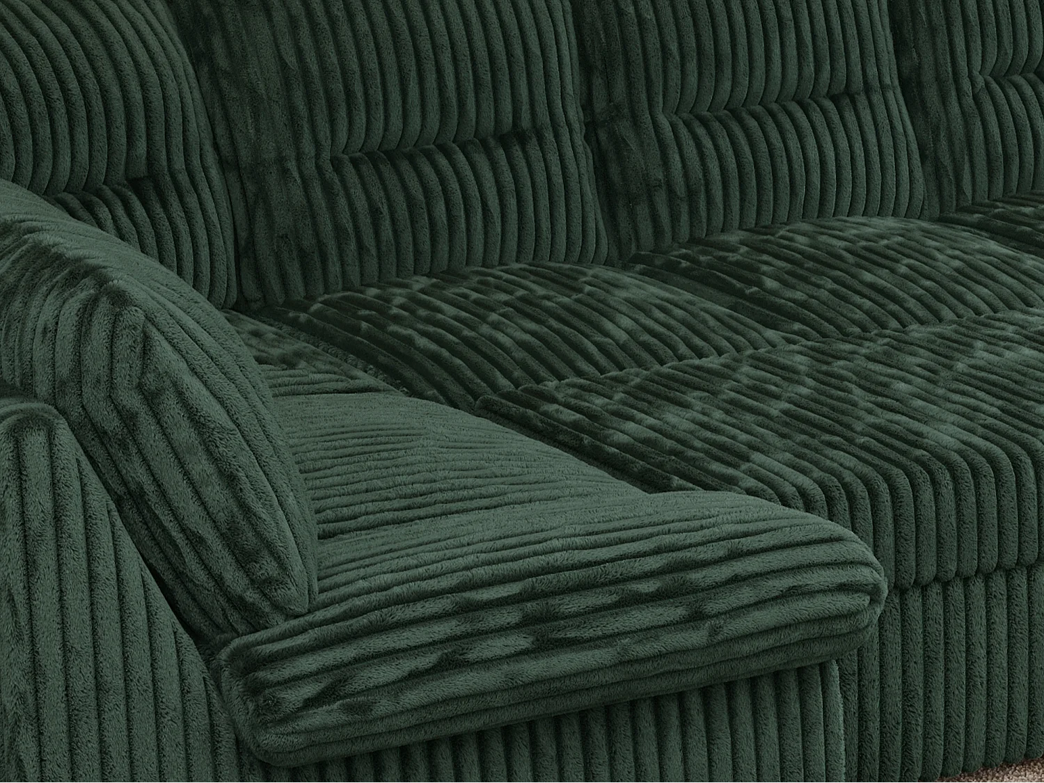 Ecksofa COMODO U, Große Wohnlandschaft, mit Schlaffunktion - Grün Cord