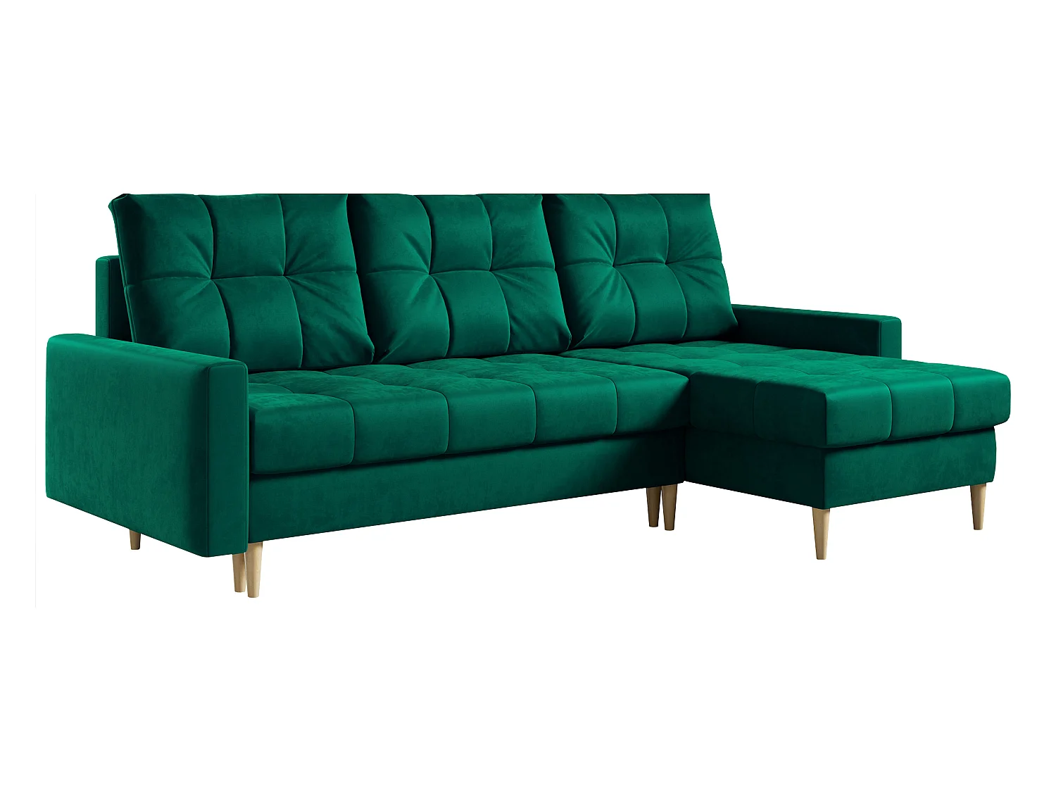 Ecksofa ASTRA - skandinavisch L-förmige Ecke, schlaffunktion - Dunkelgrün Velvet