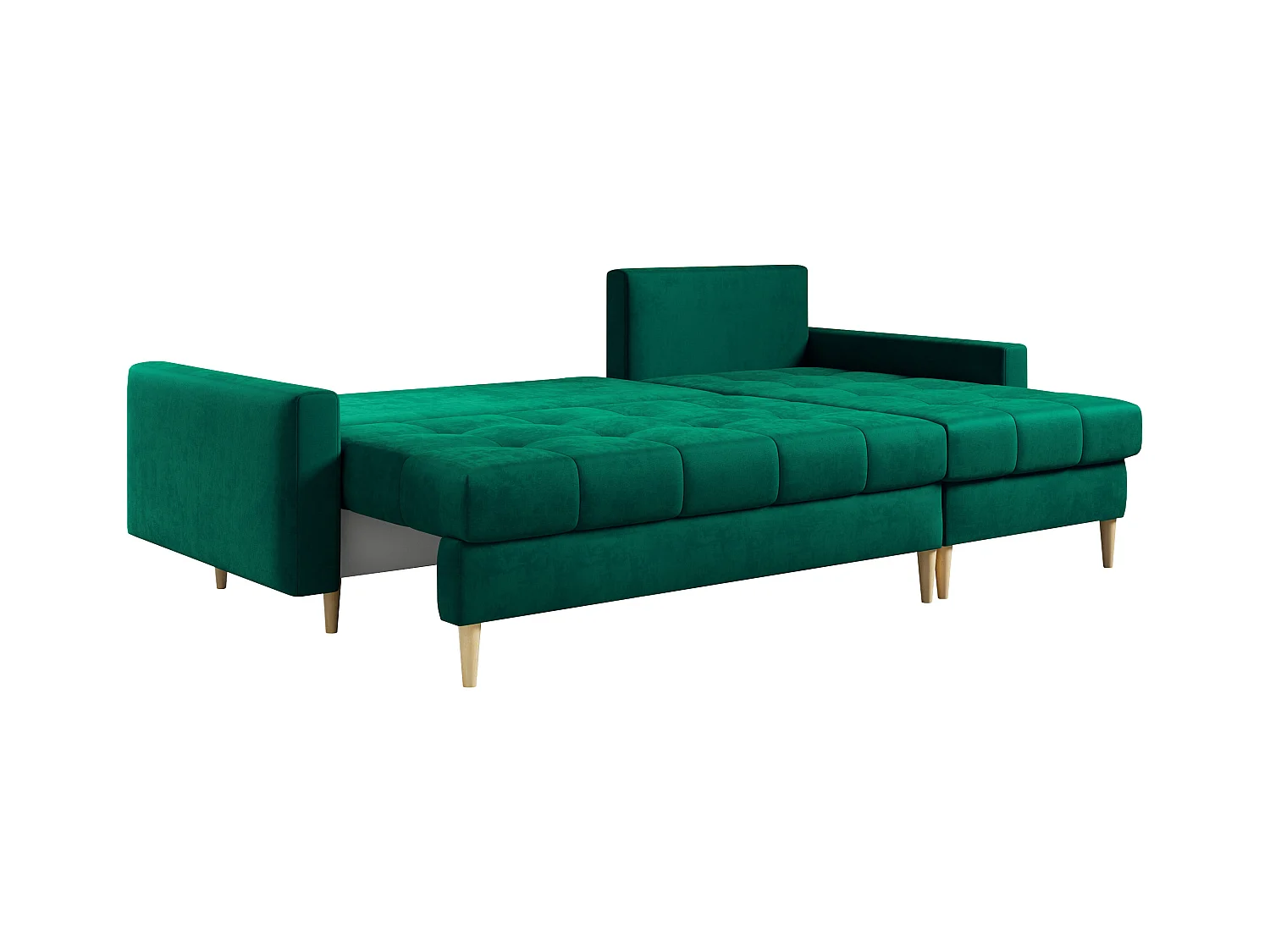 Ecksofa ASTRA - skandinavisch L-förmige Ecke, schlaffunktion - Dunkelgrün Velvet