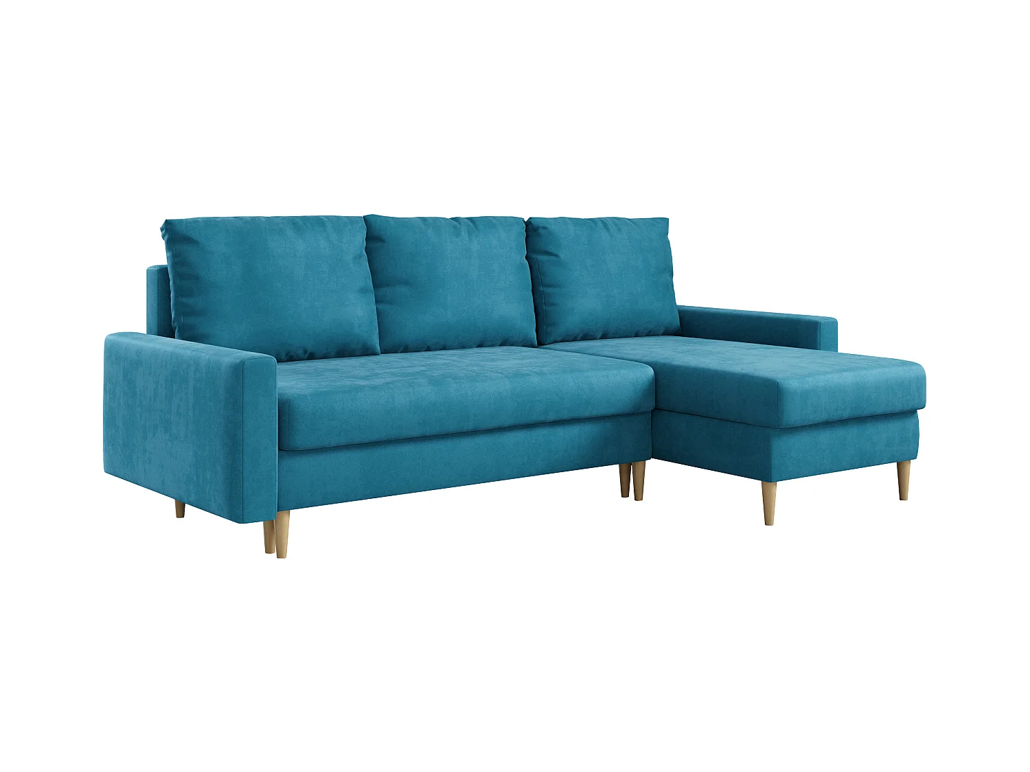 Ecksofa Universal - mit schlaffunktion und Bettkästen - Blau Velvet - LANG