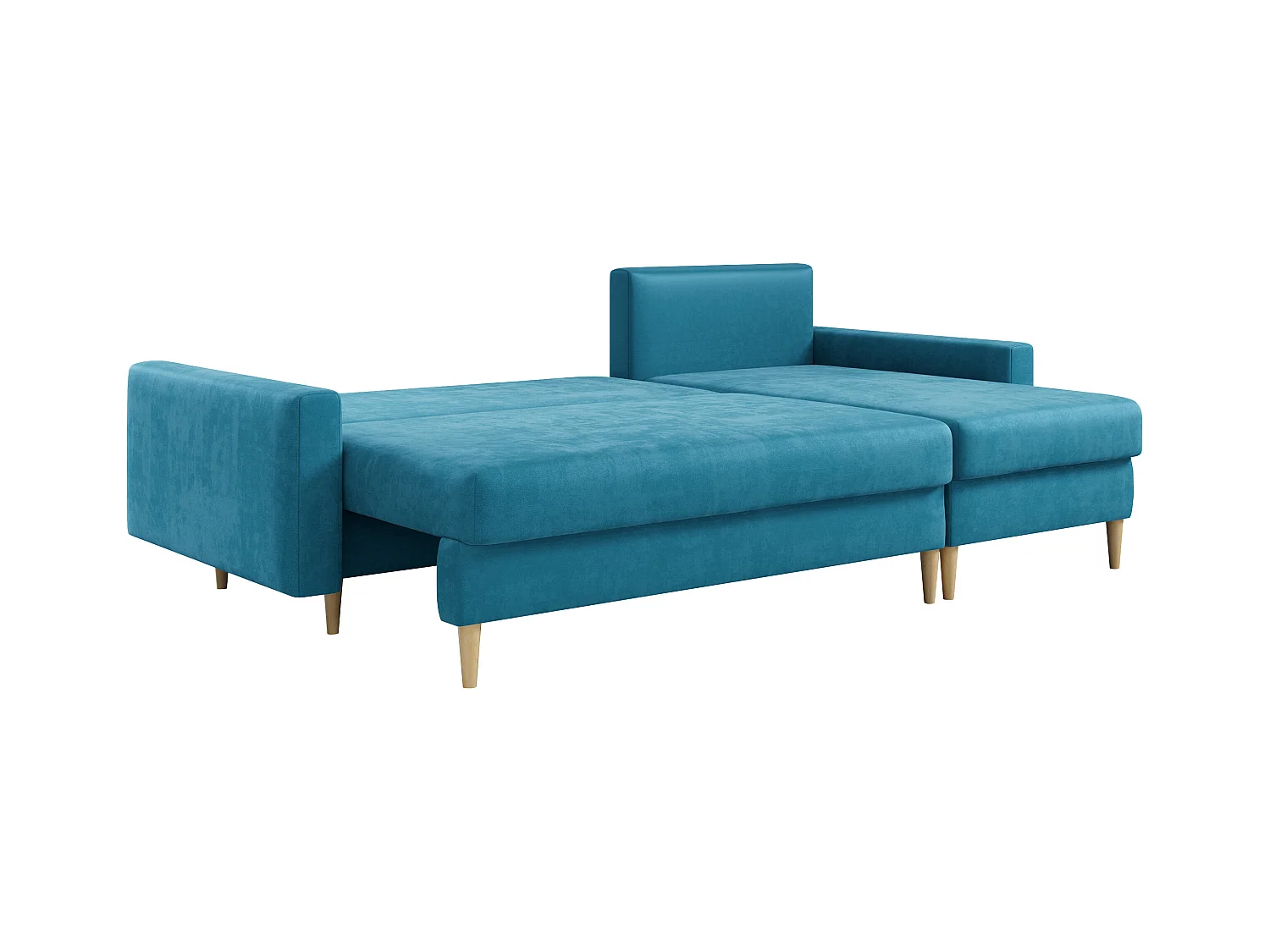 Ecksofa Universal - mit schlaffunktion und Bettkästen - Blau Velvet - LANG