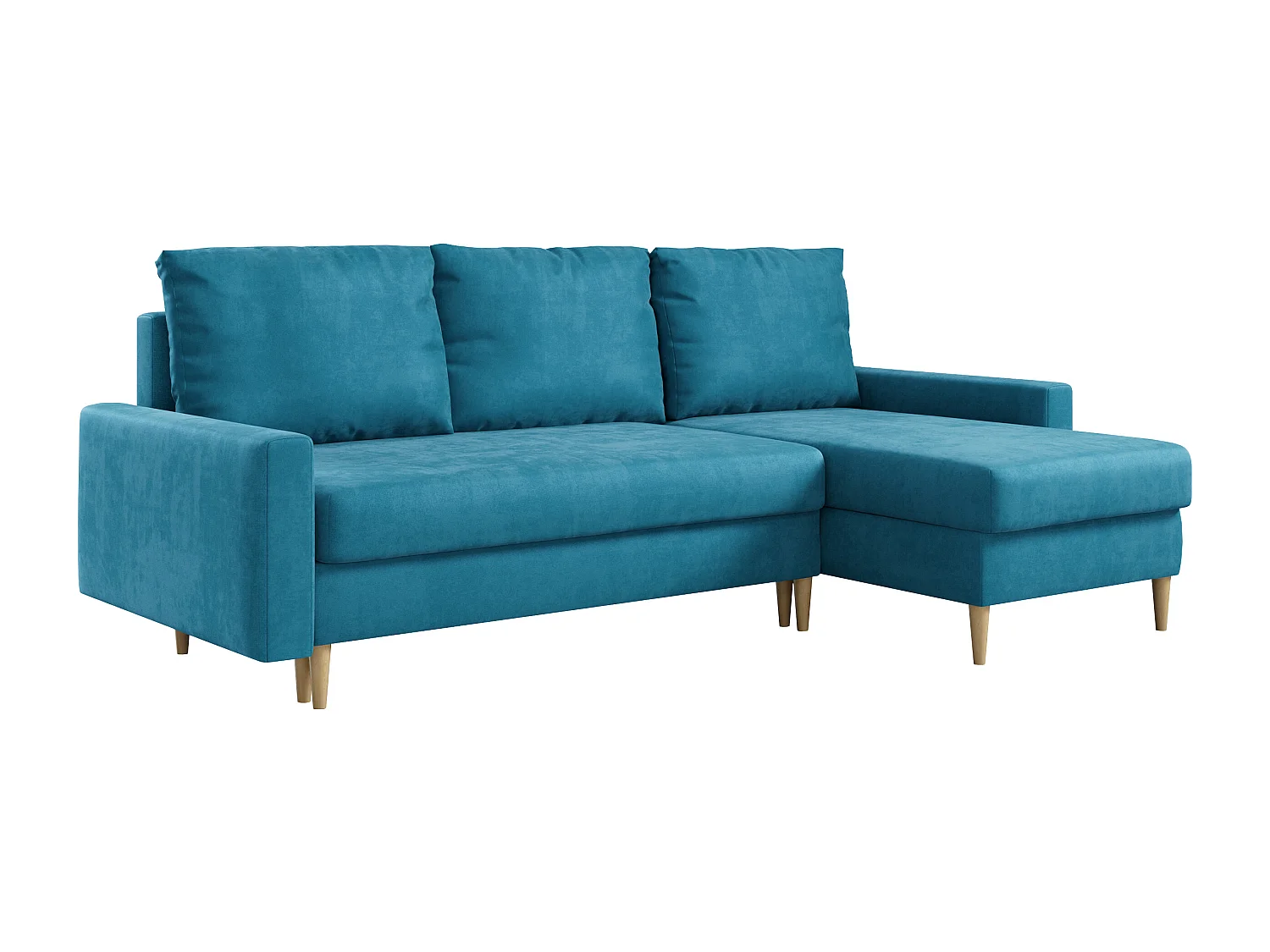Ecksofa Universal - mit schlaffunktion und Bettkästen - Blau Velvet - LANG