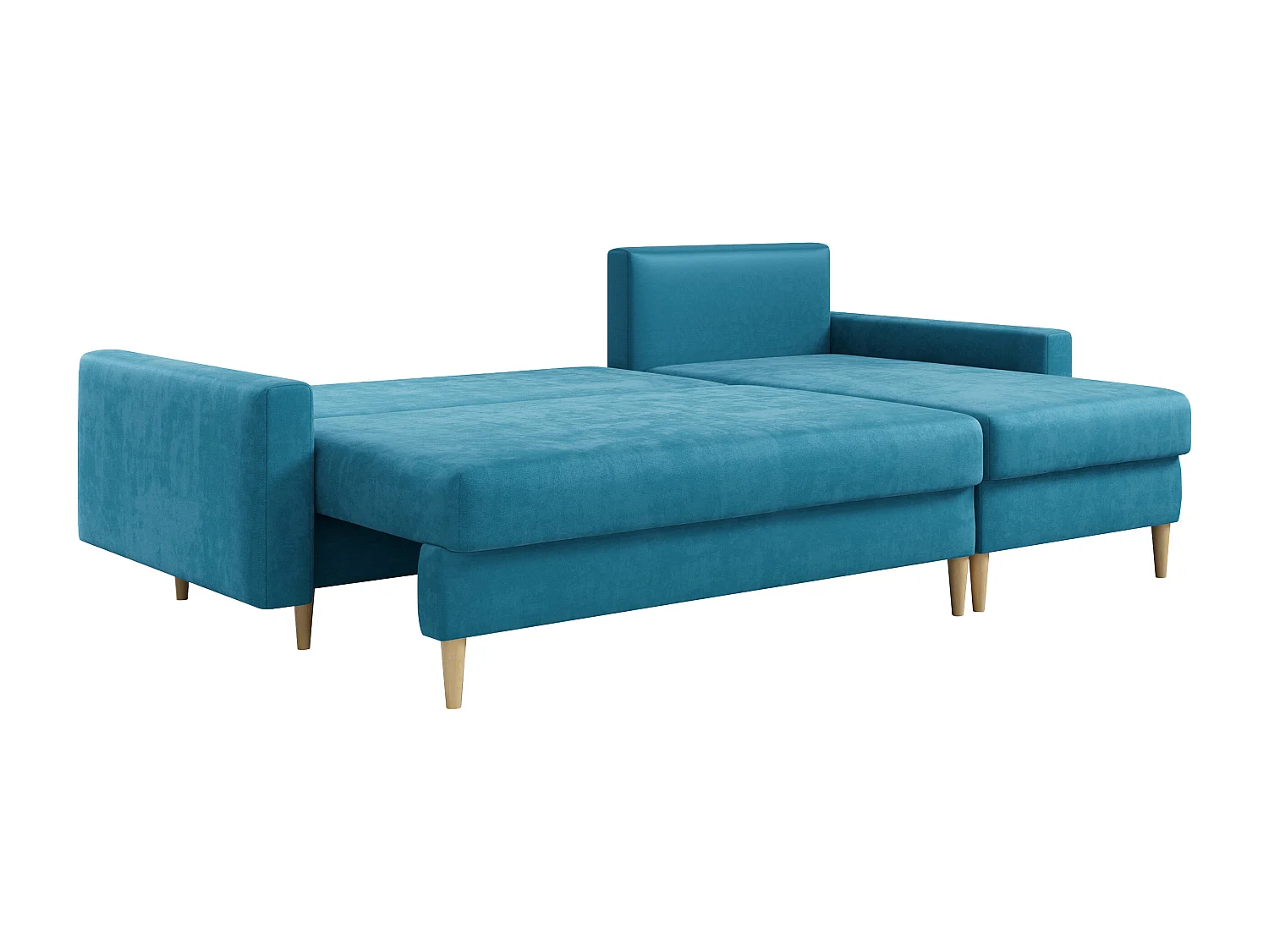 Ecksofa Universal - mit schlaffunktion und Bettkästen - Blau Velvet - LANG