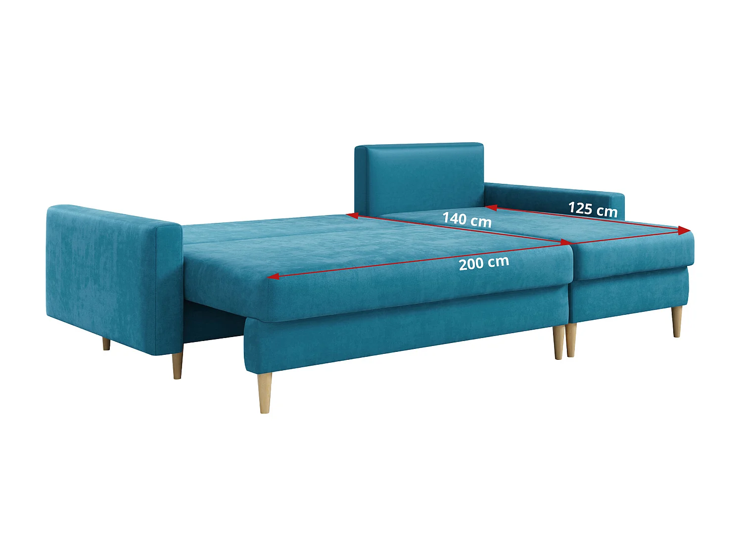 Ecksofa Universal - mit schlaffunktion und Bettkästen - Blau Velvet - LANG