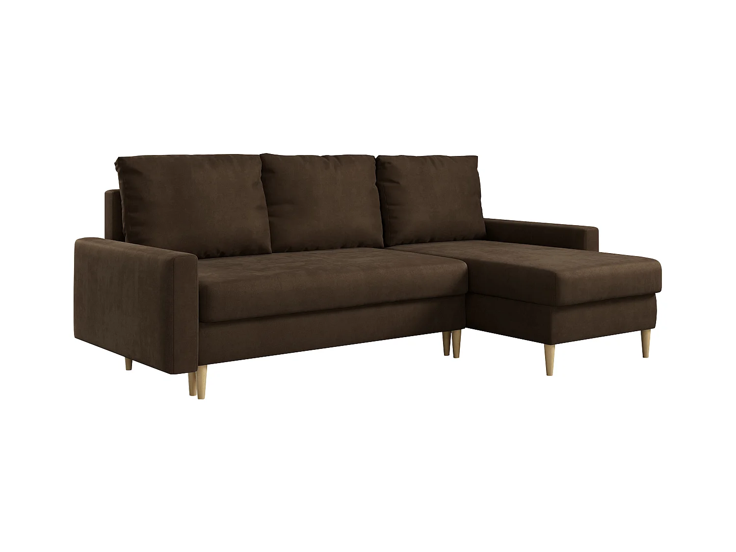 Ecksofa Universal - mit schlaffunktion und Bettkästen - Braun Velvet - LANG