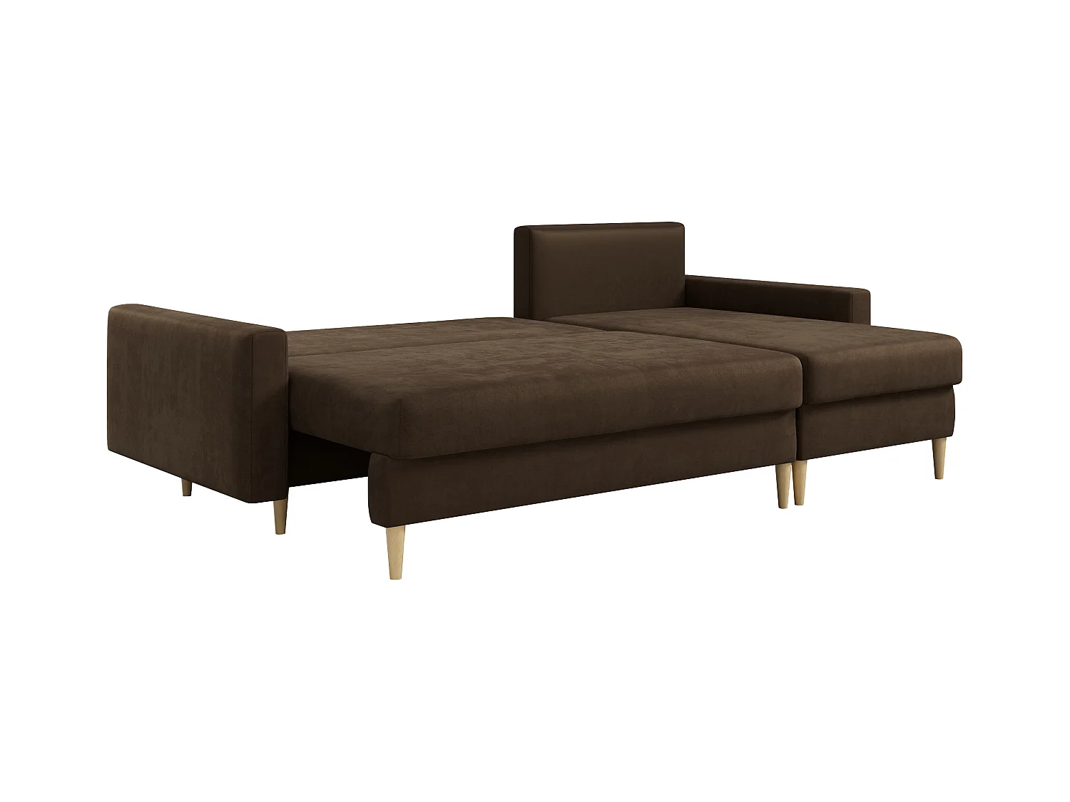 Ecksofa Universal - mit schlaffunktion und Bettkästen - Braun Velvet - LANG