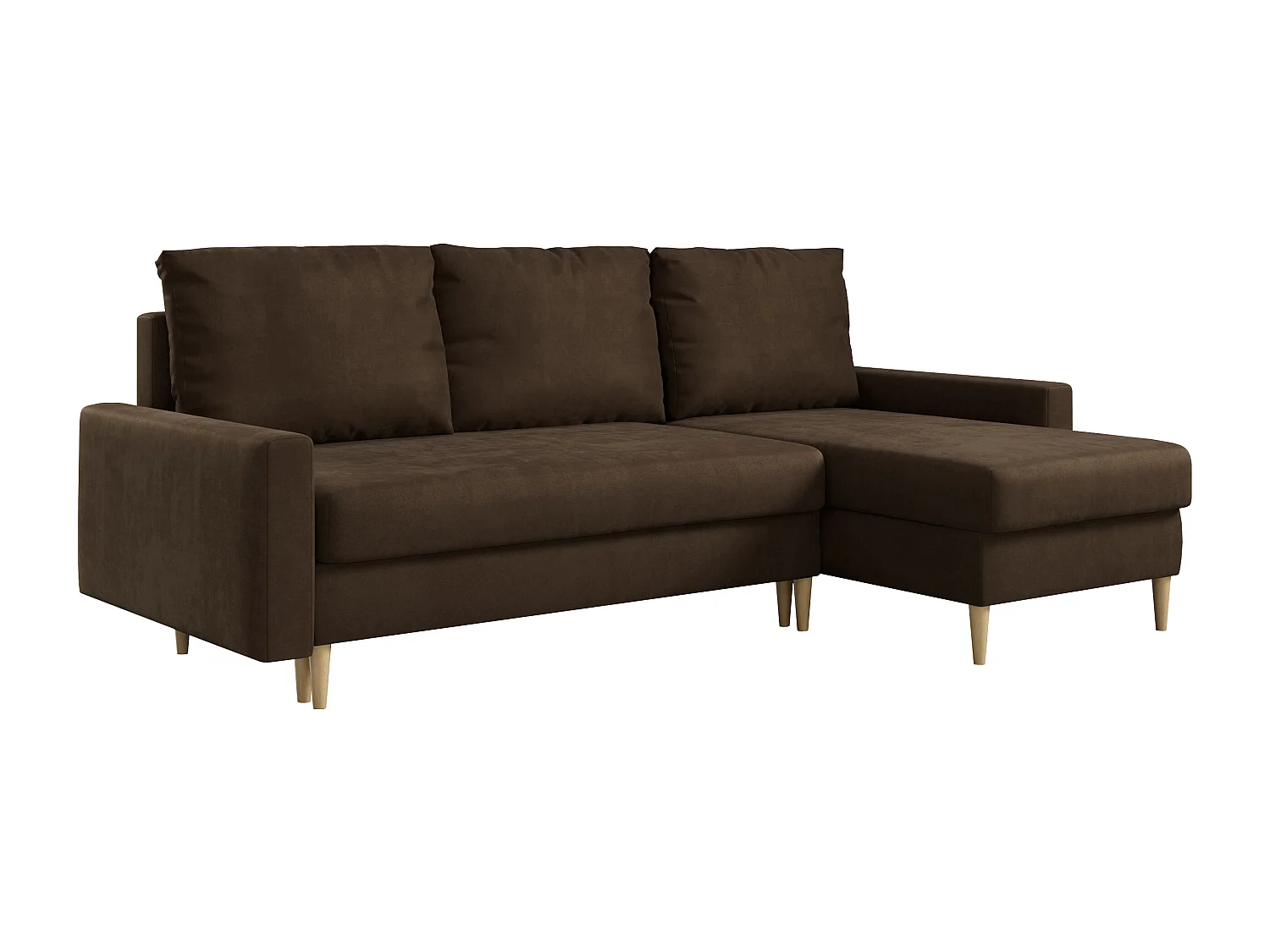 Ecksofa Universal - mit schlaffunktion und Bettkästen - Braun Velvet - LANG
