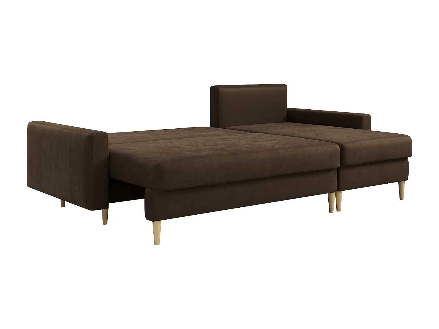 Ecksofa Universal - mit schlaffunktion und Bettkästen - Braun Velvet - LANG