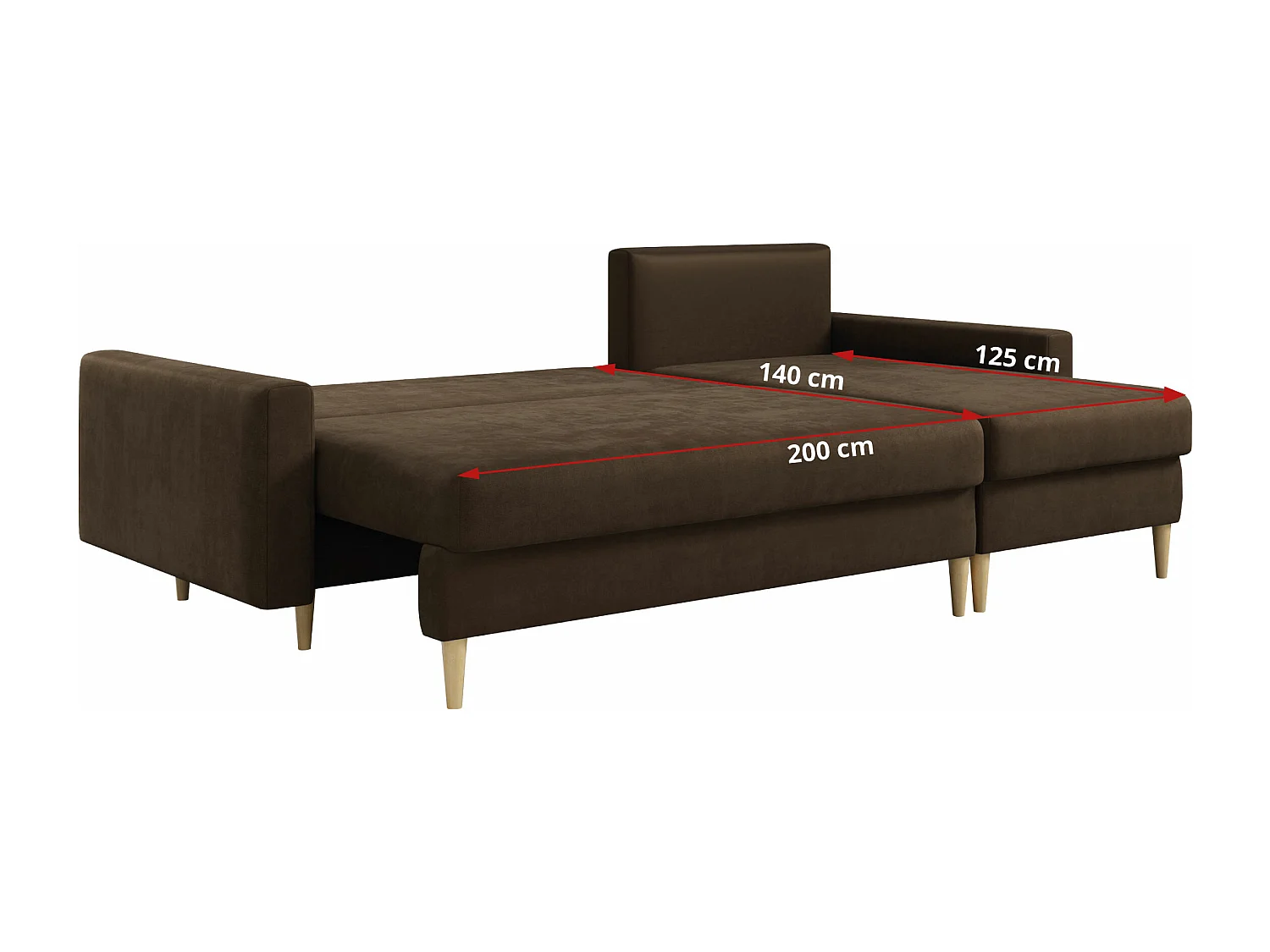 Ecksofa Universal - mit schlaffunktion und Bettkästen - Braun Velvet - LANG