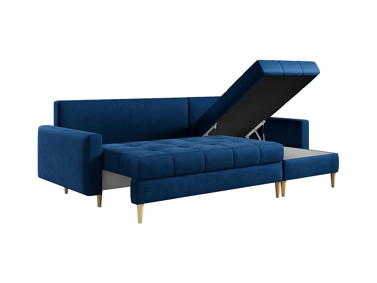 Ecksofa ASTRA - skandinavisch L-förmige Ecke, schlaffunktion - Dunkelblau Velvet