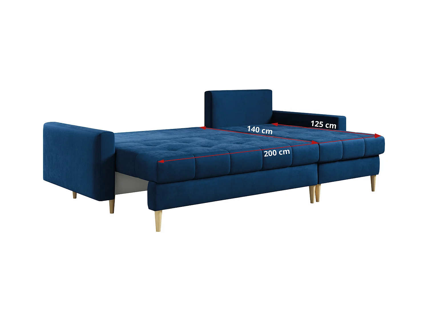 Ecksofa ASTRA - skandinavisch L-förmige Ecke, schlaffunktion - Dunkelblau Velvet