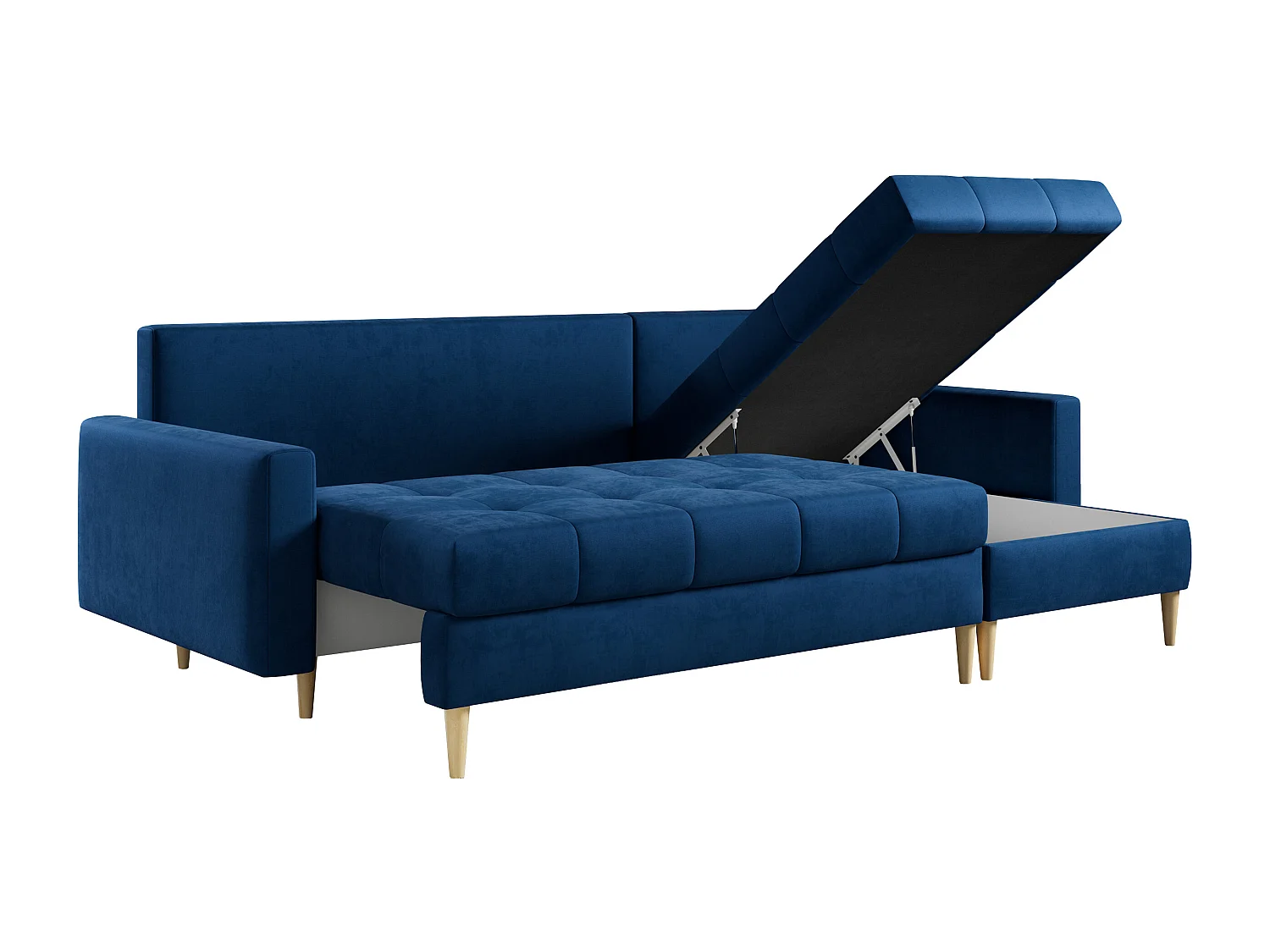 Ecksofa ASTRA - skandinavisch L-förmige Ecke, schlaffunktion - Dunkelblau Velvet