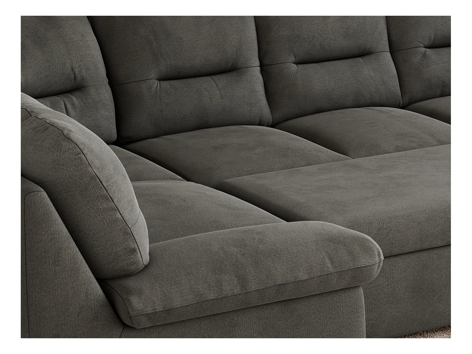 Ecksofa MORBIDO U, XXL Wohnlandschaft mit schlaffunktion - Dunkelgrau Velvet