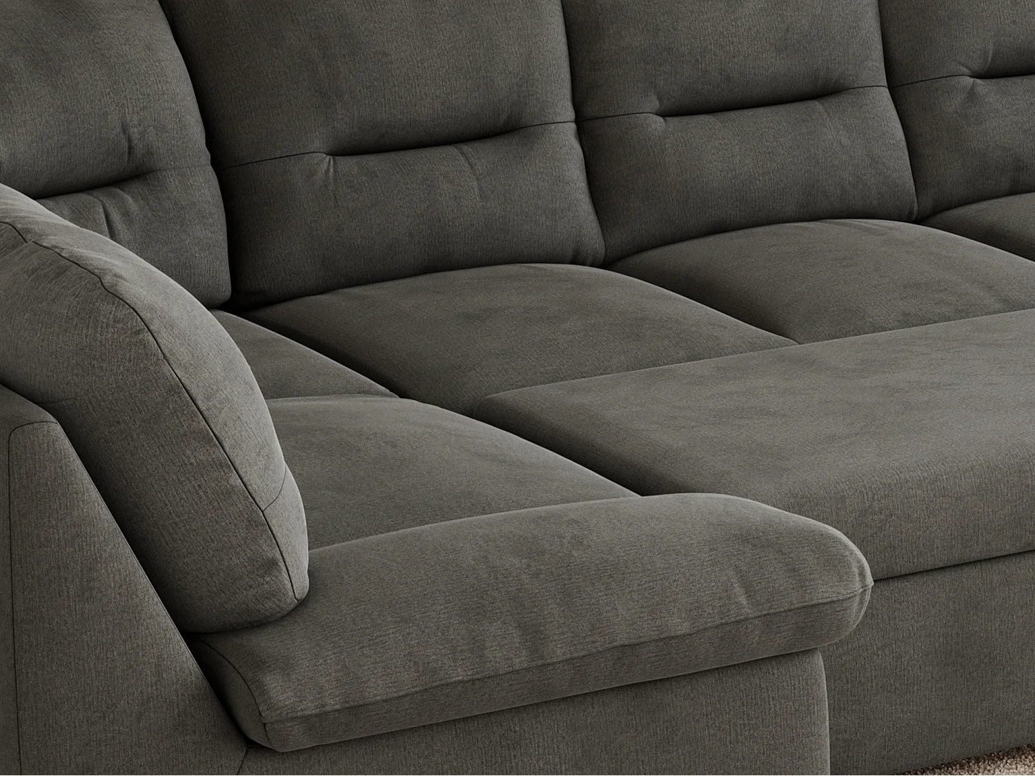 Ecksofa MORBIDO U, XXL Wohnlandschaft mit schlaffunktion - Dunkelgrau Velvet