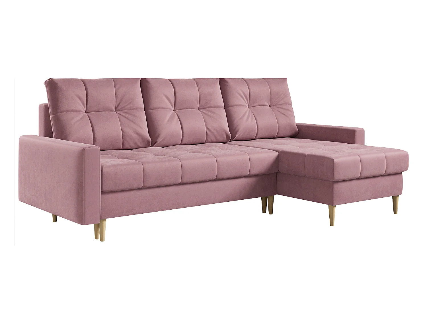 Ecksofa ASTRA - skandinavisch L-förmige Ecke, schlaffunktion - Rosa Velvet