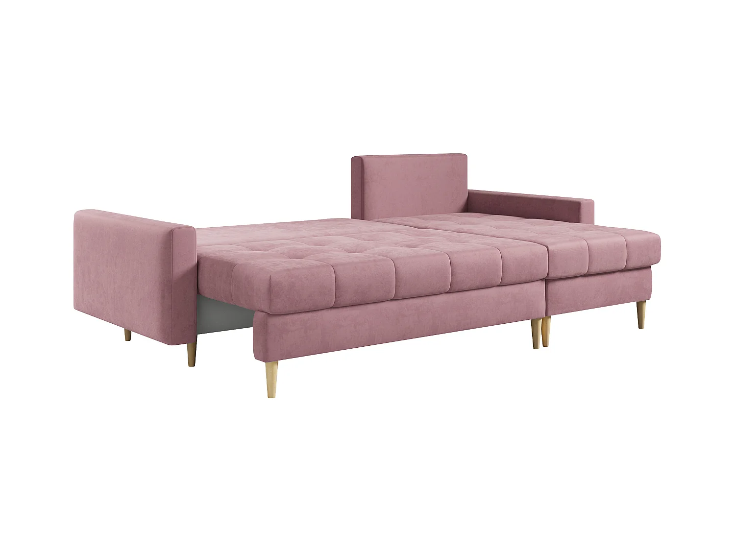Ecksofa ASTRA - skandinavisch L-förmige Ecke, schlaffunktion - Rosa Velvet