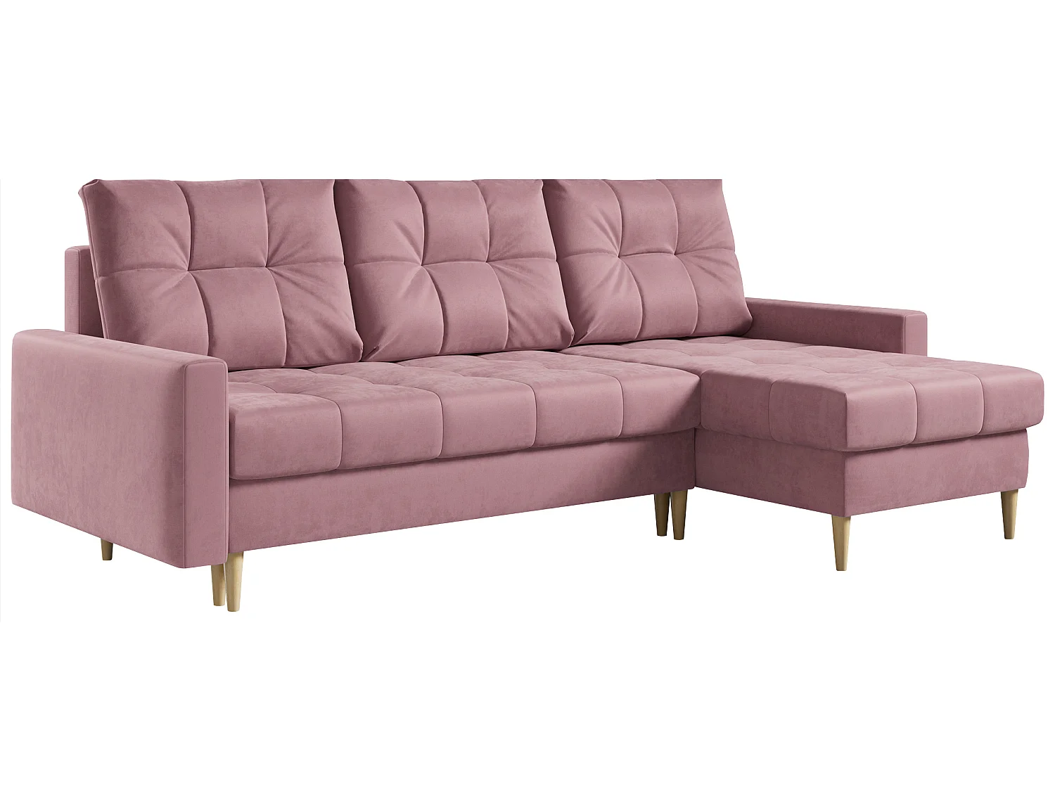 Ecksofa ASTRA - skandinavisch L-förmige Ecke, schlaffunktion - Rosa Velvet
