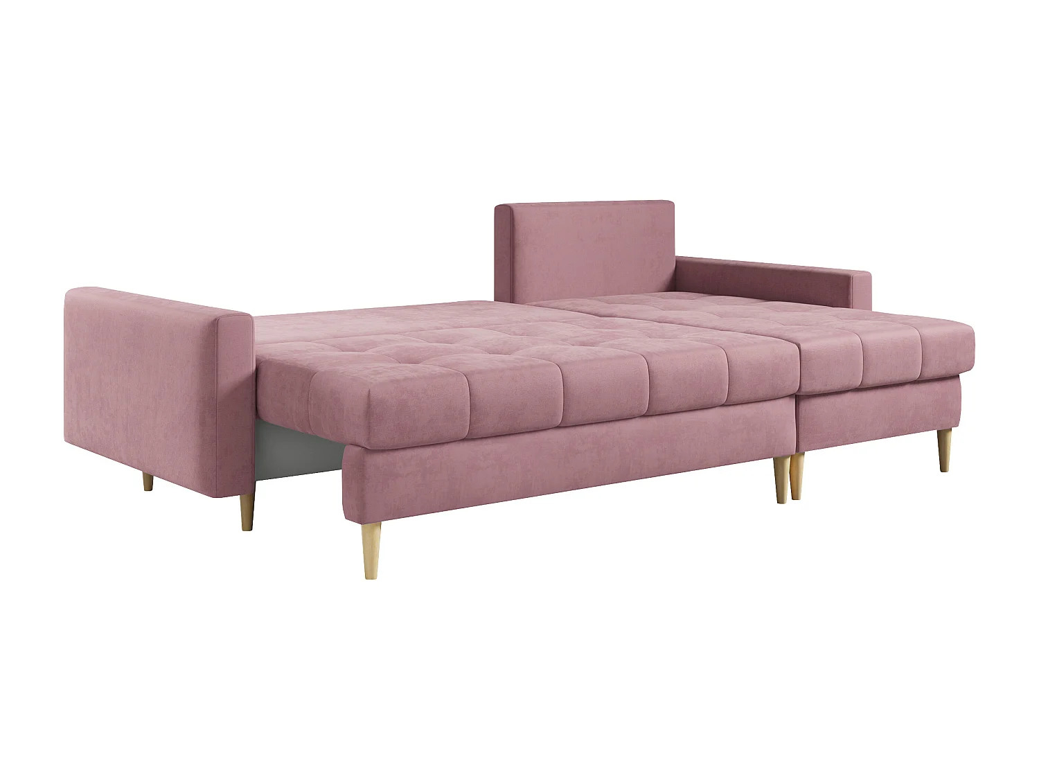 Ecksofa ASTRA - skandinavisch L-förmige Ecke, schlaffunktion - Rosa Velvet