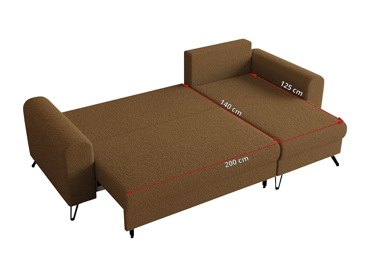 Ecksofa HUGO - L-Form mit Schlaffunktion, lose Kissen - Braun Boucle