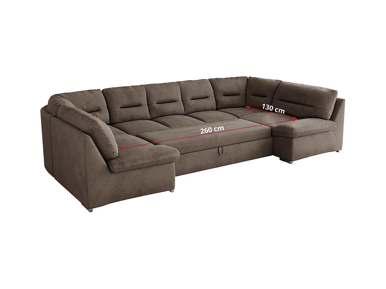 Ecksofa MORBIDO U, XXL Wohnlandschaft mit schlaffunktion - Braun Velvet