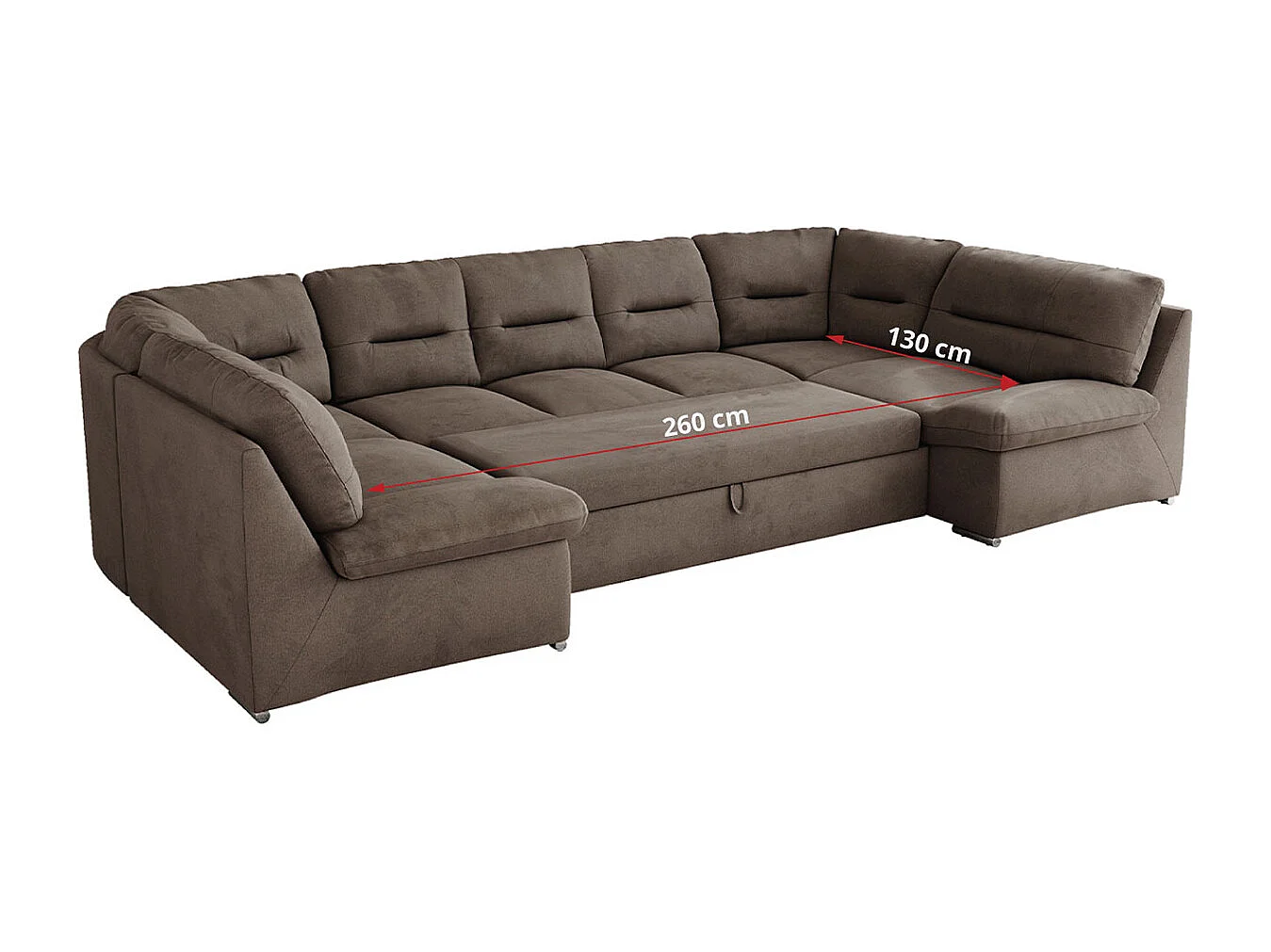 Ecksofa MORBIDO U, XXL Wohnlandschaft mit schlaffunktion - Braun Velvet