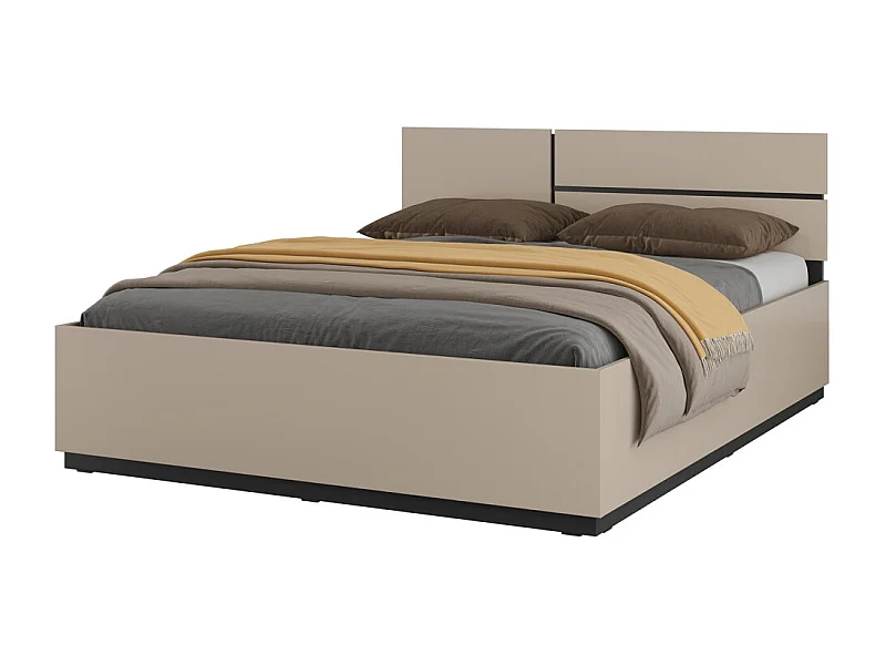 Lit HAVANA 180x200 beige et noir avec sommier – Élégance douce et confort XXL pour votre chambre