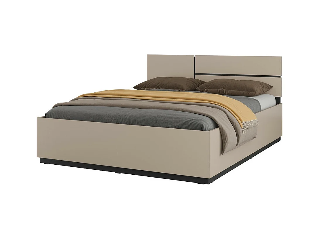 Cama HAVANA 160x200 bege e preta com estrado – Sobriedade contemporânea e conforto ótimo