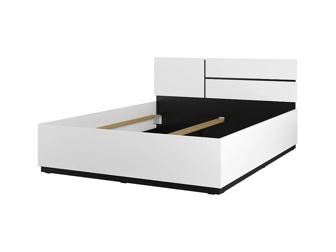 Cama HAVANA 160x200 cm branca e preta – Design moderno e estrutura robusta