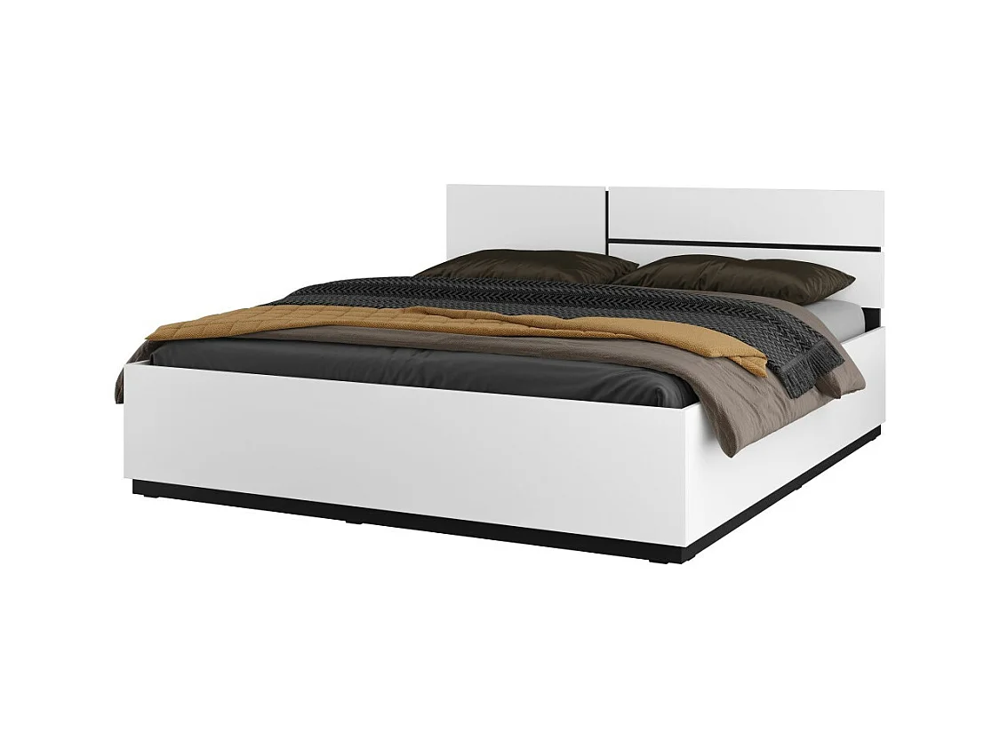 Cama HAVANA 160x200 cm branca e preta – Design moderno e estrutura robusta
