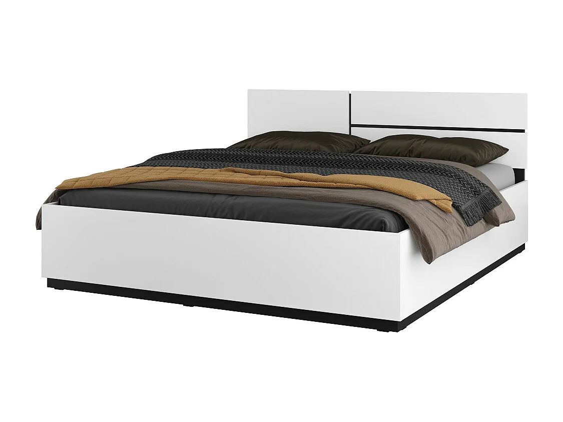 Cama HAVANA 160x200 cm blanca y negra – Diseño moderno y estructura robusta