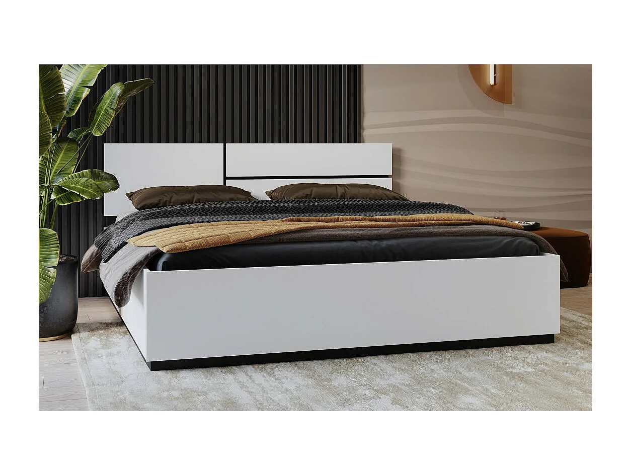 Cama HAVANA 180x200 branca e preta com estrado – Conforto XL e estilo moderno para o seu quarto