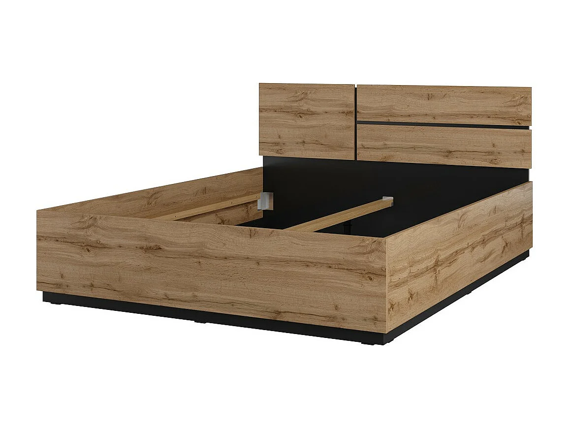 Lit HAVANA 160x200 cm blanc et noir – Lit design moderne pour chambre adulte